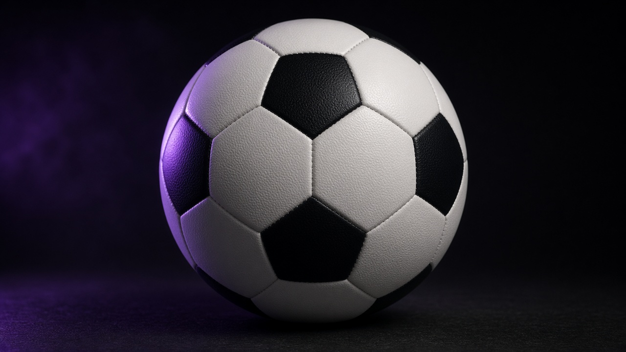 Soccer ball on a dark field